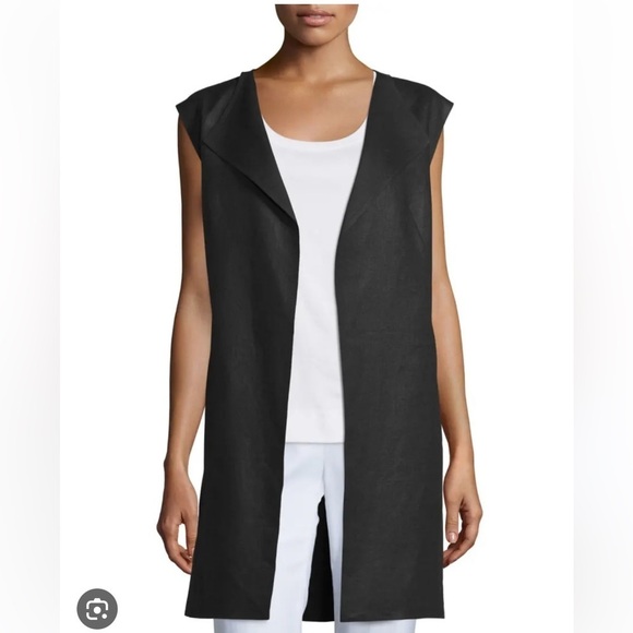 Lafayette 148 Celeste Linen Black Vest